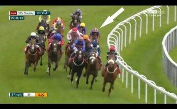 Mentions the jockey Ryan Moore and the specific achievement (“8th Winner at Chester”) which adds specificity.