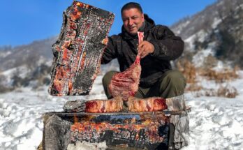 Steak Between Hot Logs: Primitive Cooking in the Mountains
