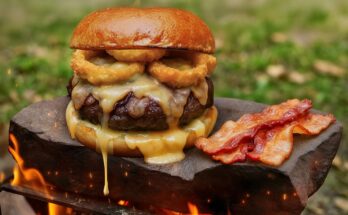 Ultimate Cheesy Burger” + “Campfire Burger