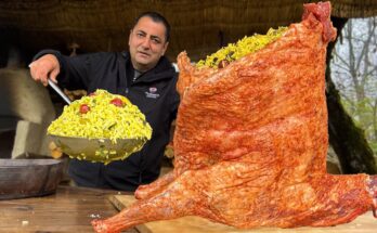 10 kg Pilaf Cooked Inside a 15 kg Lamb – Rustic Azerbaijani Mountain Feast