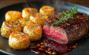 Buttery Beef Fillet in Red Wine-Shallot Sauce + Crispy Herb Potatoes | Easy Gourmet Dinner Recipe